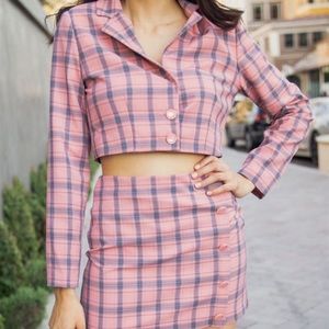 Skirt and Jacket Plaid Set - Boutique